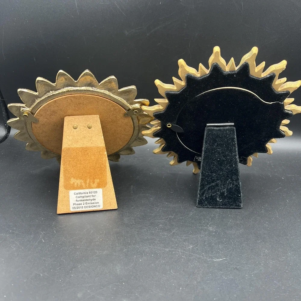 Vintage Celestial Sun Gold Picture‎ Frame Free Standing Set of 2 Terragrafics